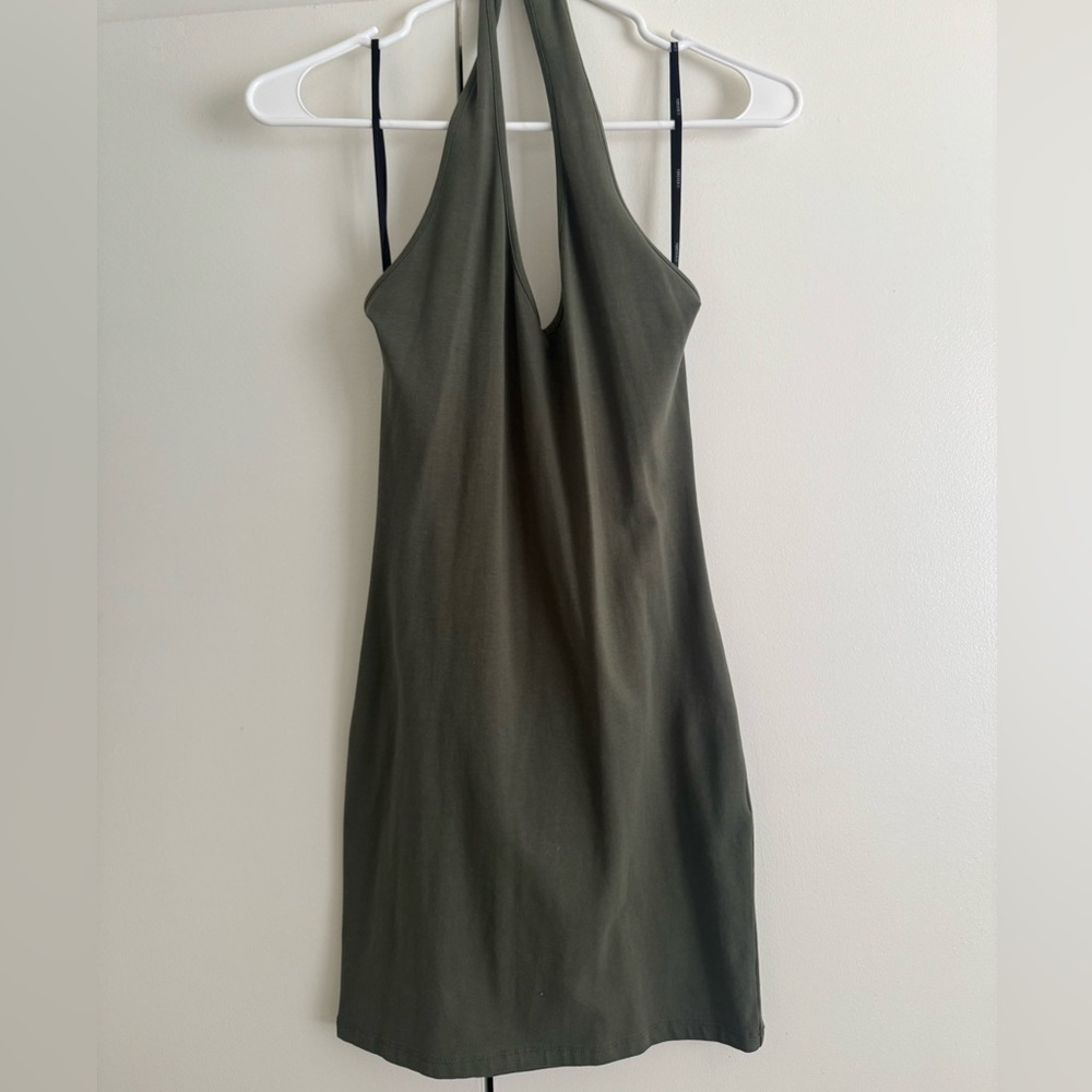 Forever 21 Olive Green Halter Mini Dress